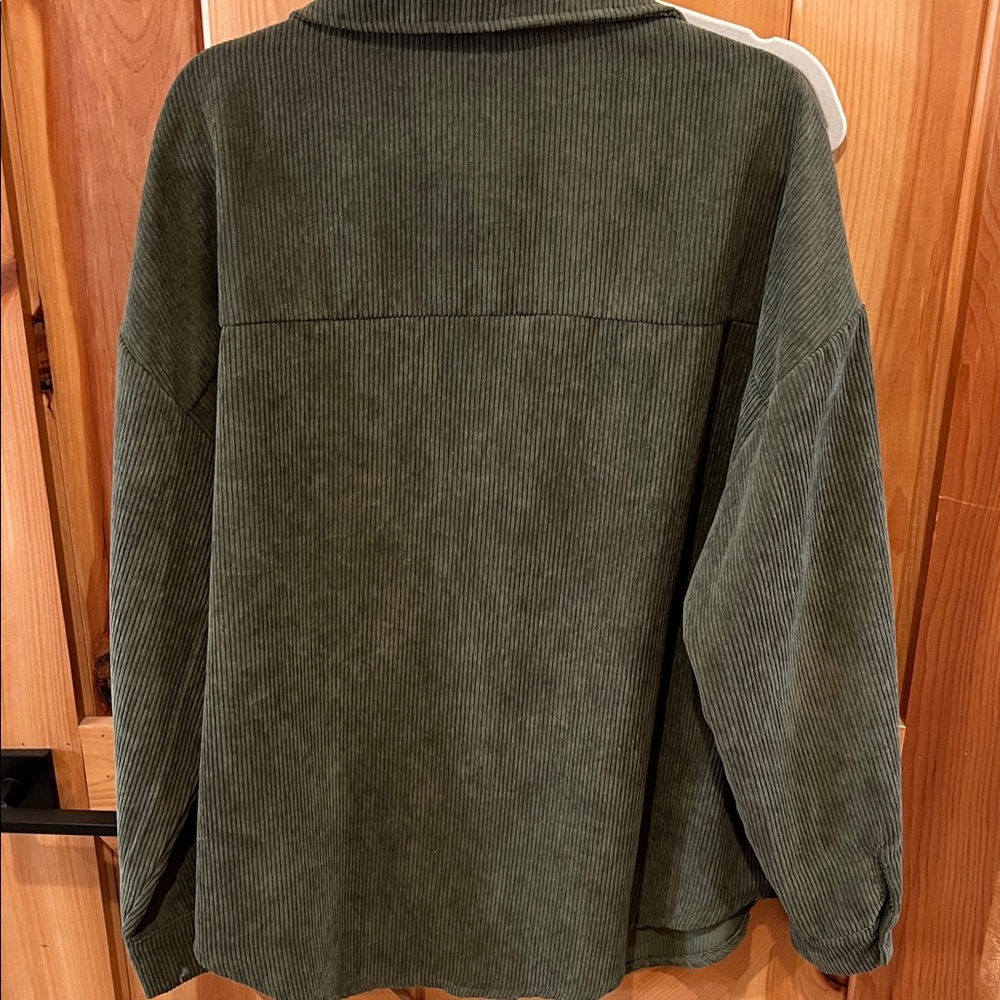 Green Corduroy Button-Up Shirt/shacket - Picture 3 of 8